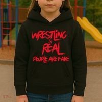 Wrestling Is Real People Are Fake Kids Hoodie thumb 3