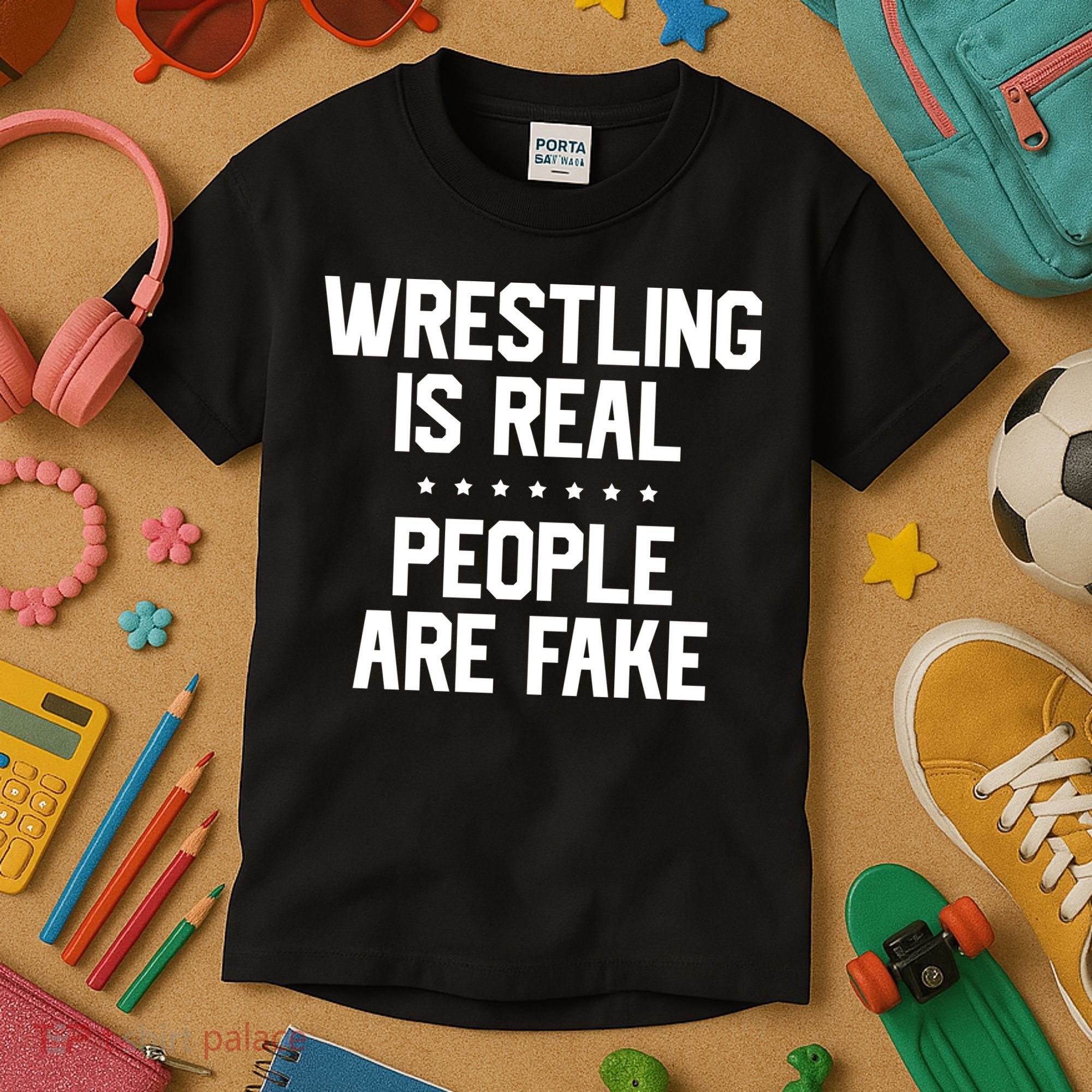 Wrestling Is Real People Are Fake Kids T-Shirt