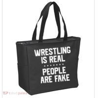 Wrestling Is Real People Are Fake Tote Bag thumb 2