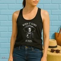 When It Rains It Poes Funny Edgar Allan Poe Women's Tank Top thumb 2