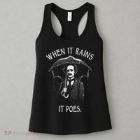 When It Rains It Poes Funny Edgar Allan Poe Women's Tank Top thumb 3