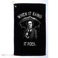 When It Rains It Poes Funny Edgar Allan Poe Golf Towel thumb 0