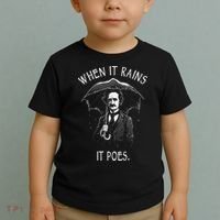 When It Rains It Poes Funny Edgar Allan Poe Toddler T-Shirt thumb 2