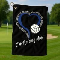 Womens I'm Raising Mine! Volleyball Mom Golf Towel thumb 1