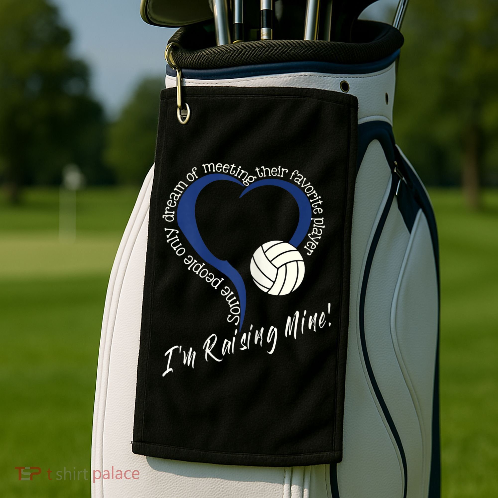 Womens I'm Raising Mine! Volleyball Mom Golf Towel
