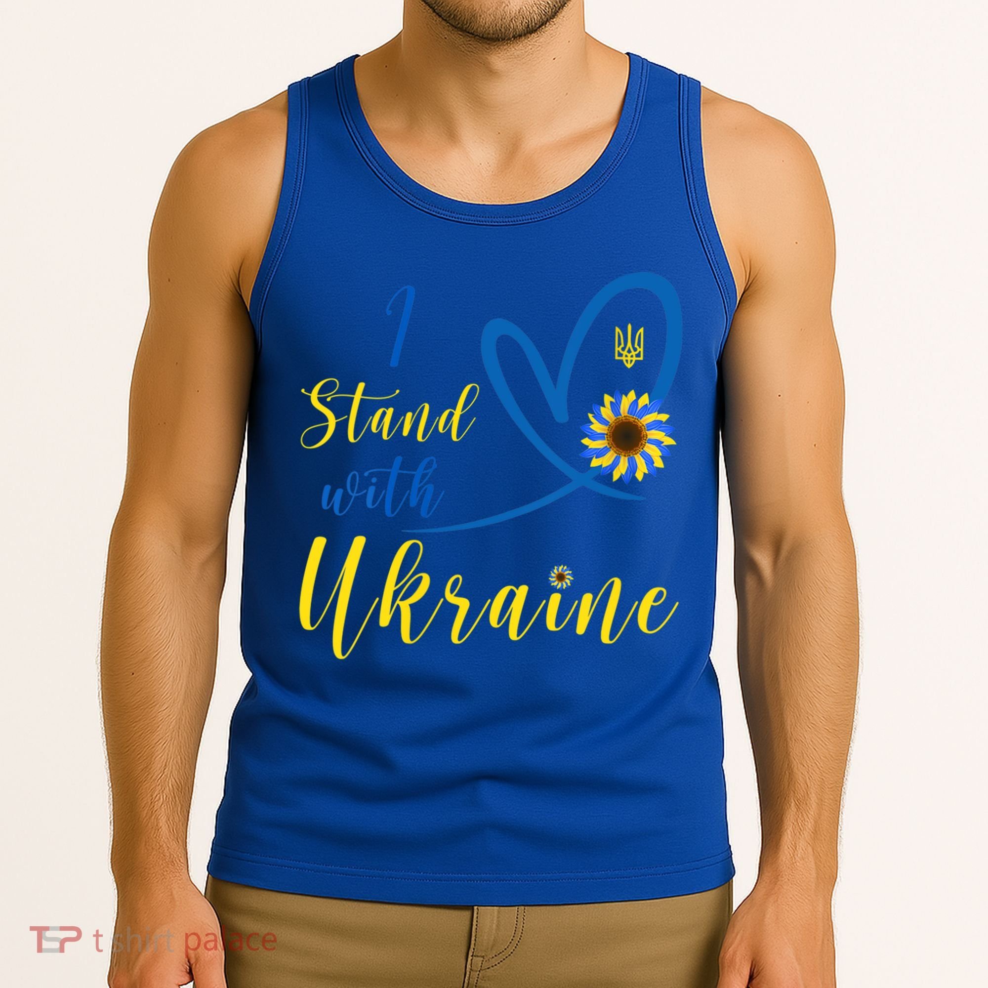 Wo I Stand With Ukraine Heart Sunflower Flag Symbol Cute Gift Tank Top