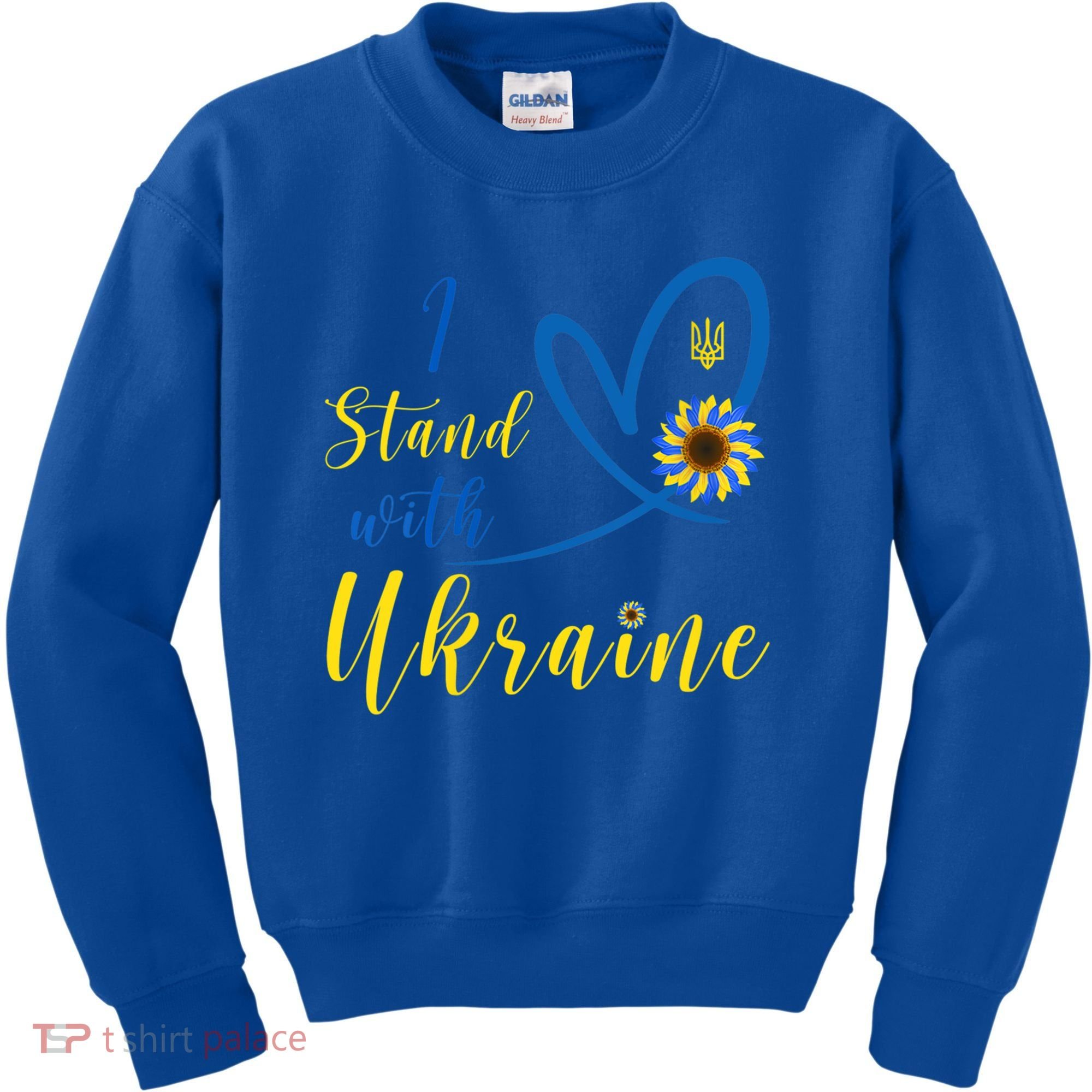 Wo I Stand With Ukraine Heart Sunflower Flag Symbol Cute Gift Kids Sweatshirt