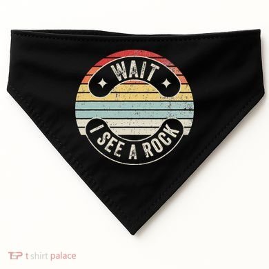 Wait I See A Rock Retro Sunset Style Geological USA-Made Doggie Bandana