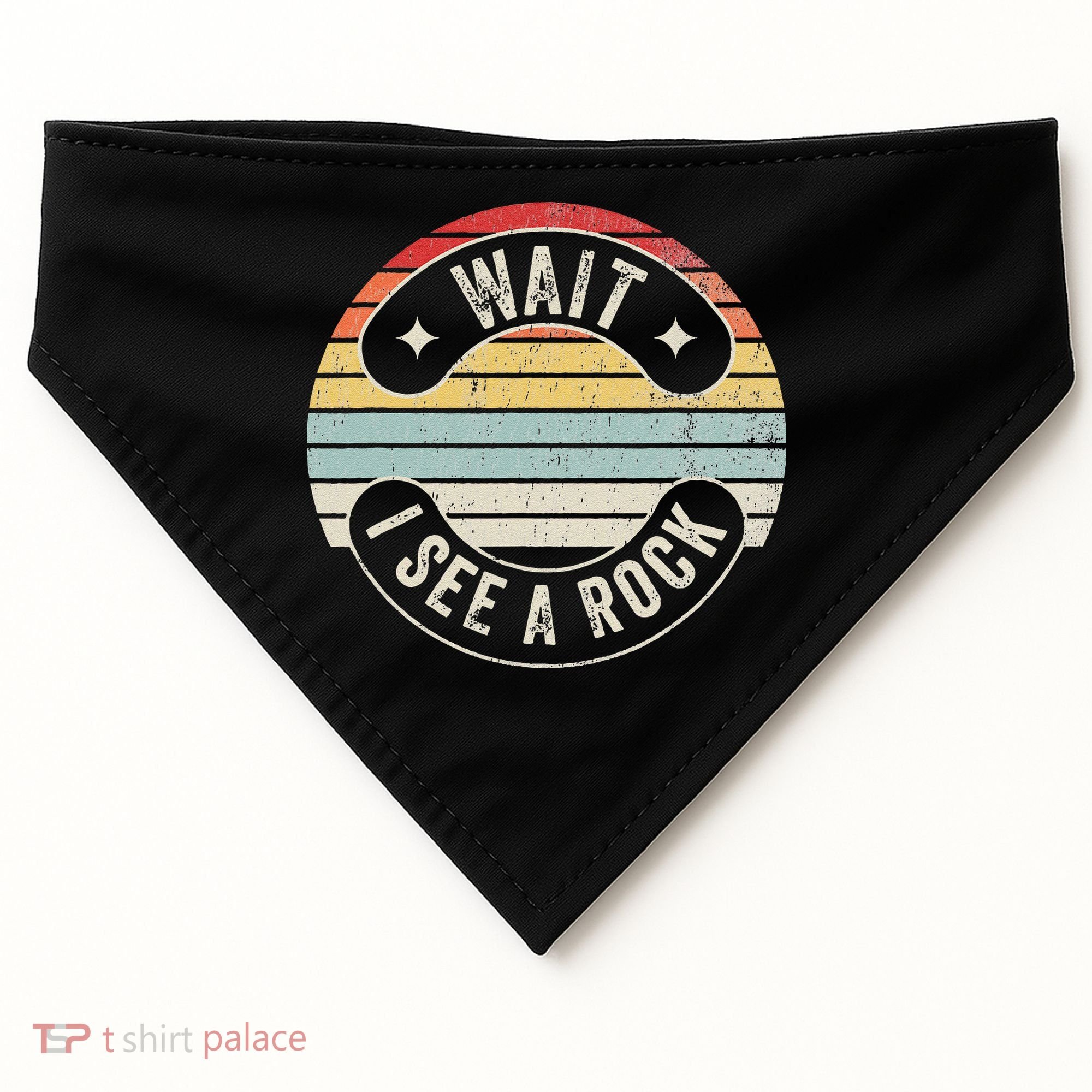 Wait I See A Rock Retro Sunset Style Geological USA-Made Doggie Bandana