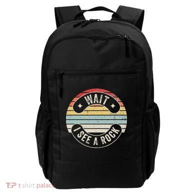 Wait I See A Rock Retro Sunset Style Geological Backpack