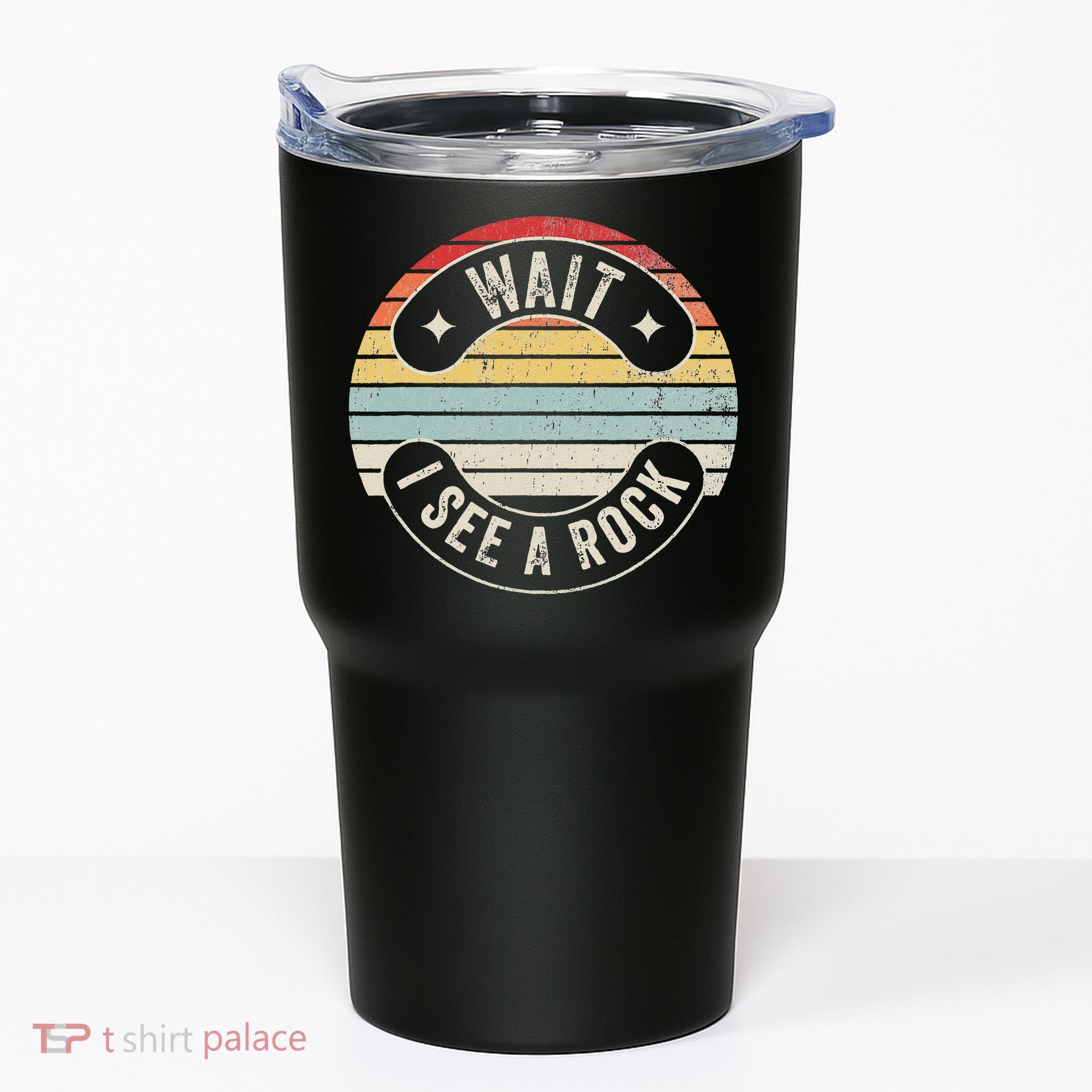 Wait I See A Rock Retro Sunset Style Geological Tumbler