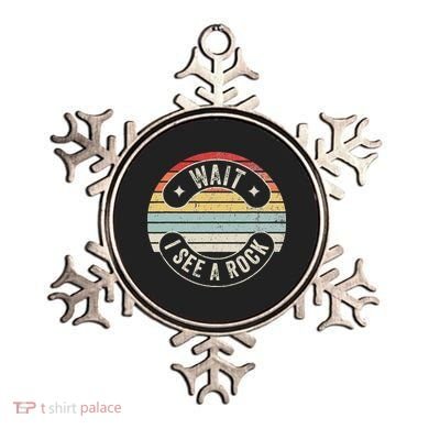 Wait I See A Rock Retro Sunset Style Geological Ornament