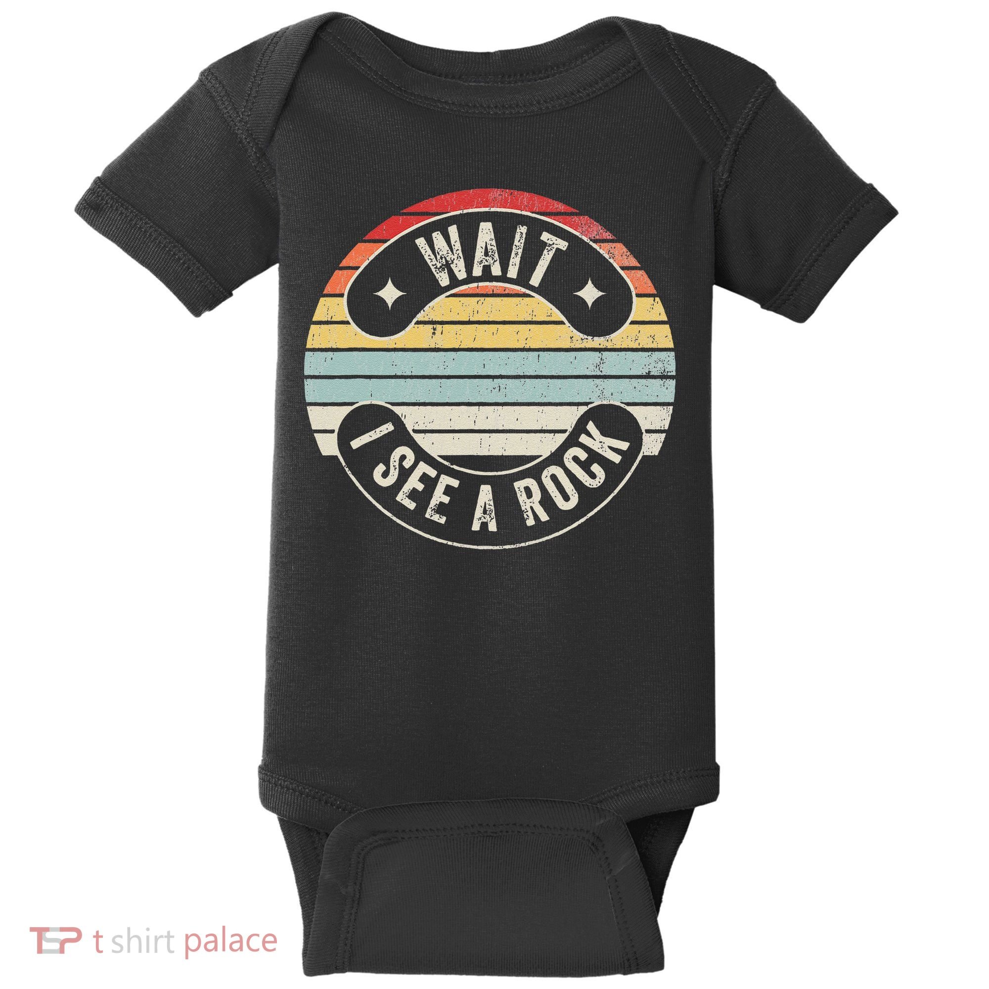 Wait I See A Rock Retro Sunset Style Geological Baby Bodysuit