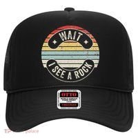Wait I See A Rock Retro Sunset Style Geological Hat thumb 0