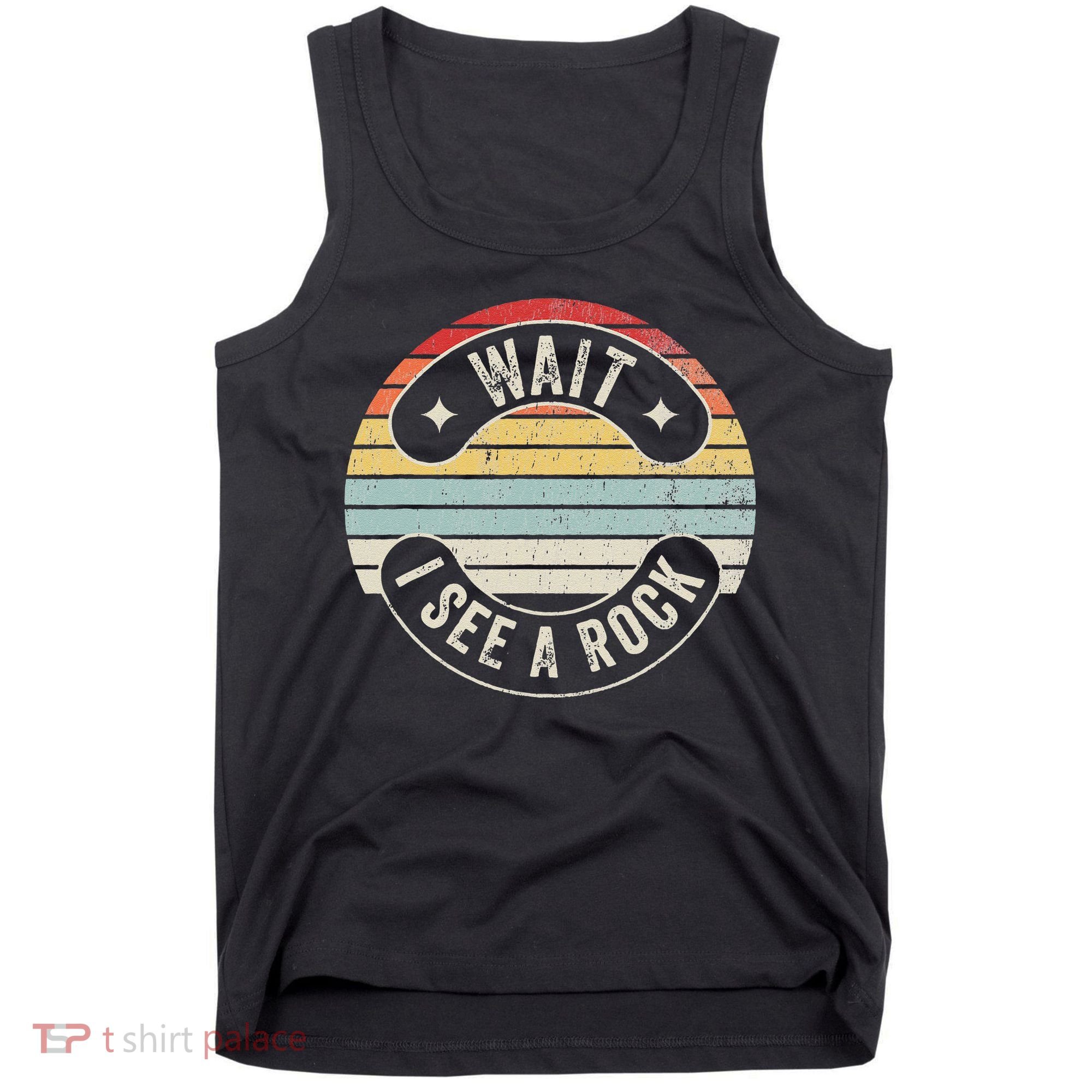 Wait I See A Rock Retro Sunset Style Geological Tank Top