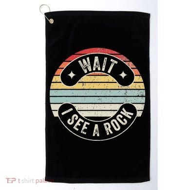 Wait I See A Rock Retro Sunset Style Geological Golf Towel