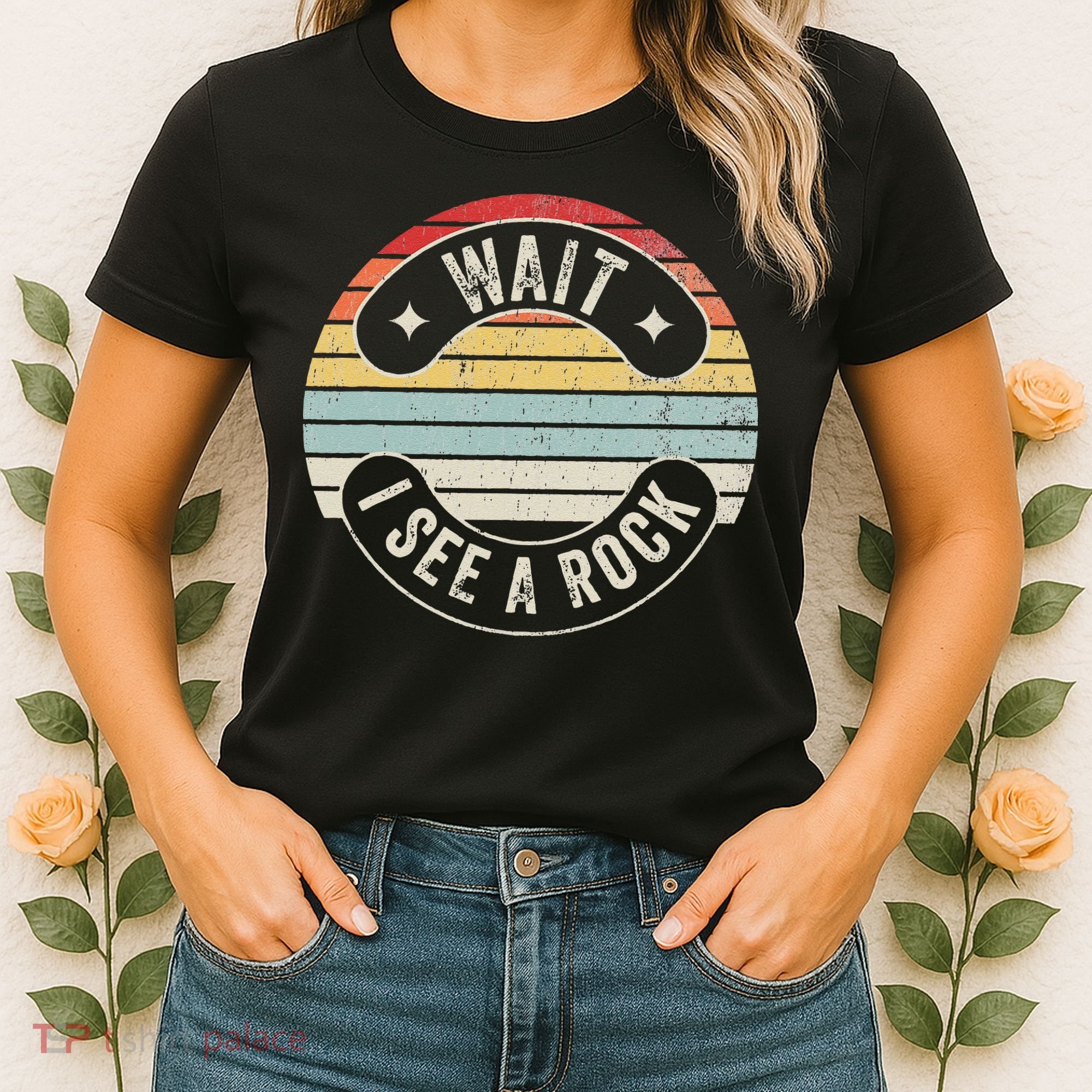 Wait I See A Rock Retro Sunset Style Geological Women's T-Shirt