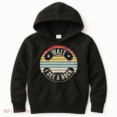 Wait I See A Rock Retro Sunset Style Geological Kids Hoodie