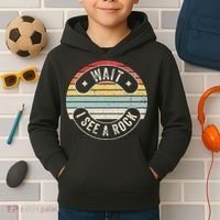 Wait I See A Rock Retro Sunset Style Geological Kids Hoodie thumb 2
