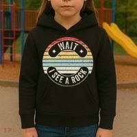 Wait I See A Rock Retro Sunset Style Geological Kids Hoodie thumb 3