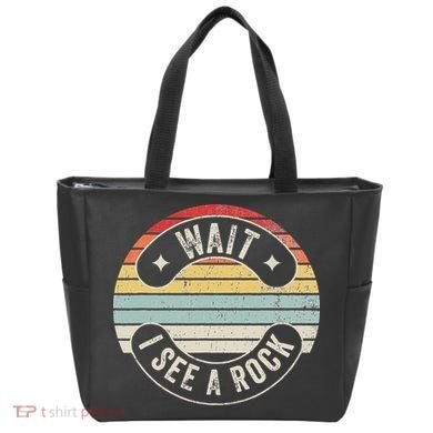 Wait I See A Rock Retro Sunset Style Geological Tote Bag
