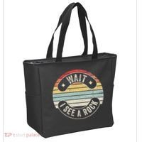 Wait I See A Rock Retro Sunset Style Geological Tote Bag thumb 2