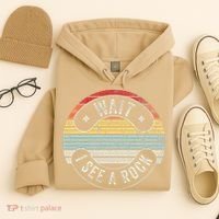 Wait I See A Rock Retro Sunset Style Geological Hoodie thumb 4