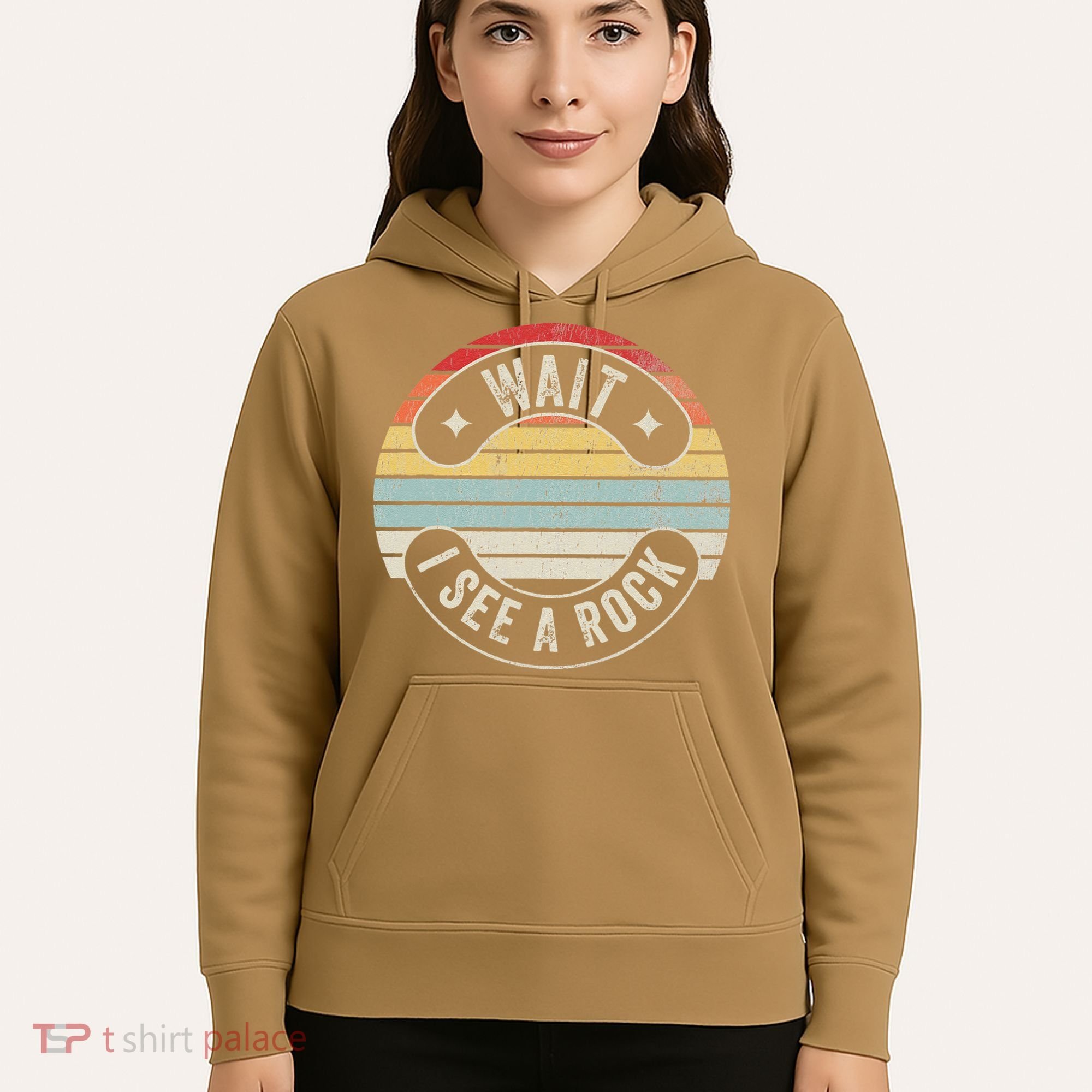 Wait I See A Rock Retro Sunset Style Geological Hoodie