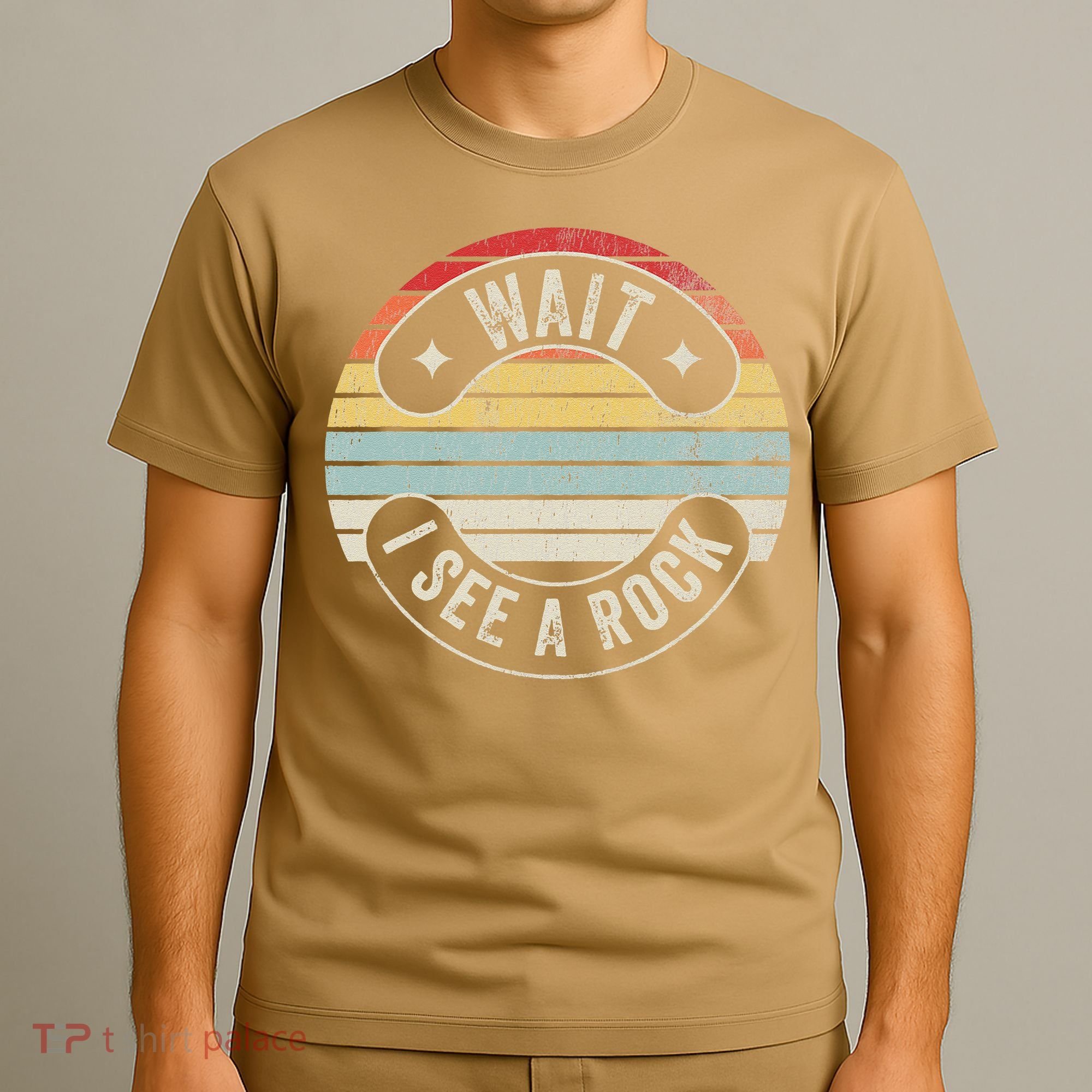 Wait I See A Rock Retro Sunset Style Geological T-Shirt
