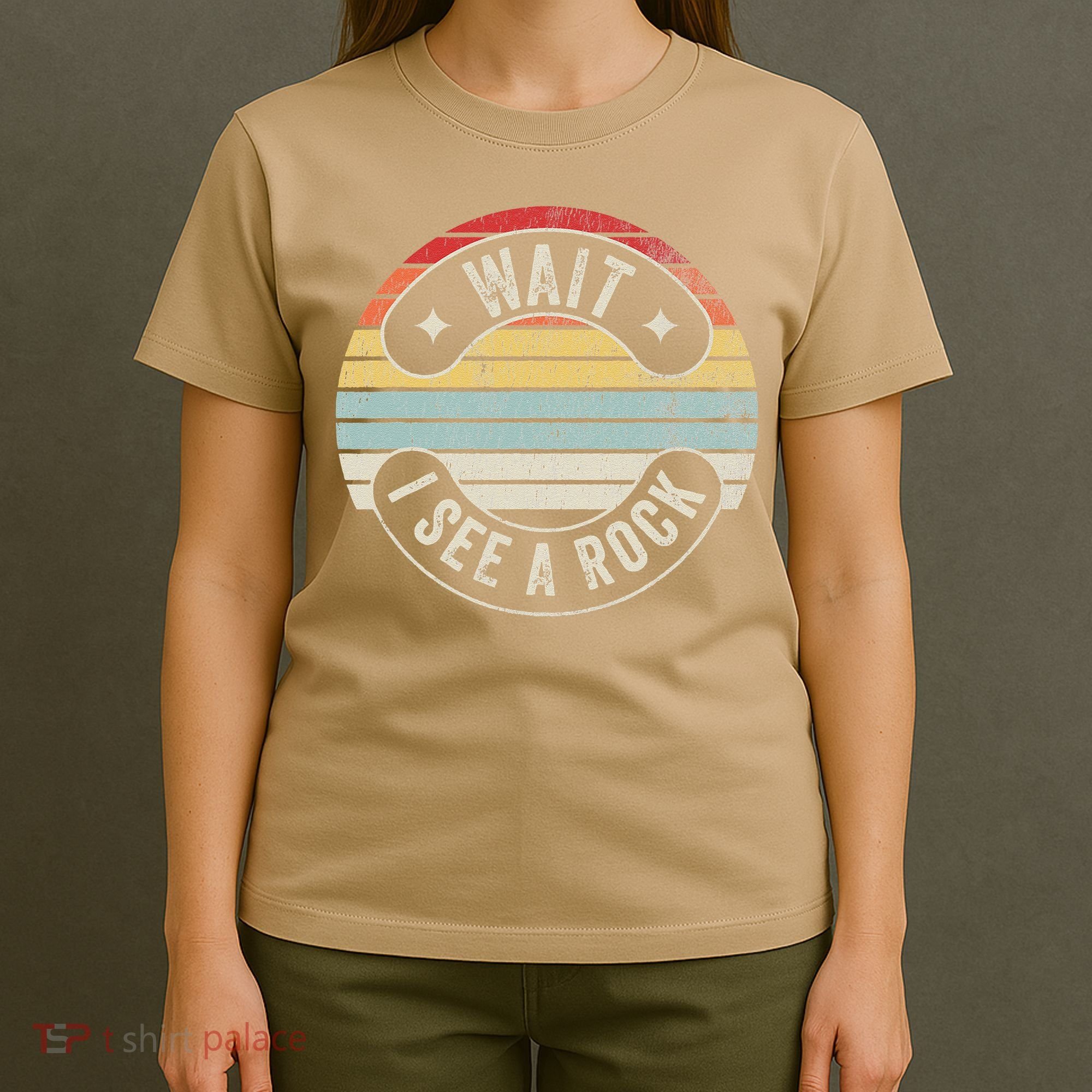 Wait I See A Rock Retro Sunset Style Geological T-Shirt