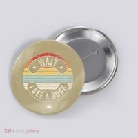 Wait I See A Rock Retro Sunset Style Geological Button thumb 0