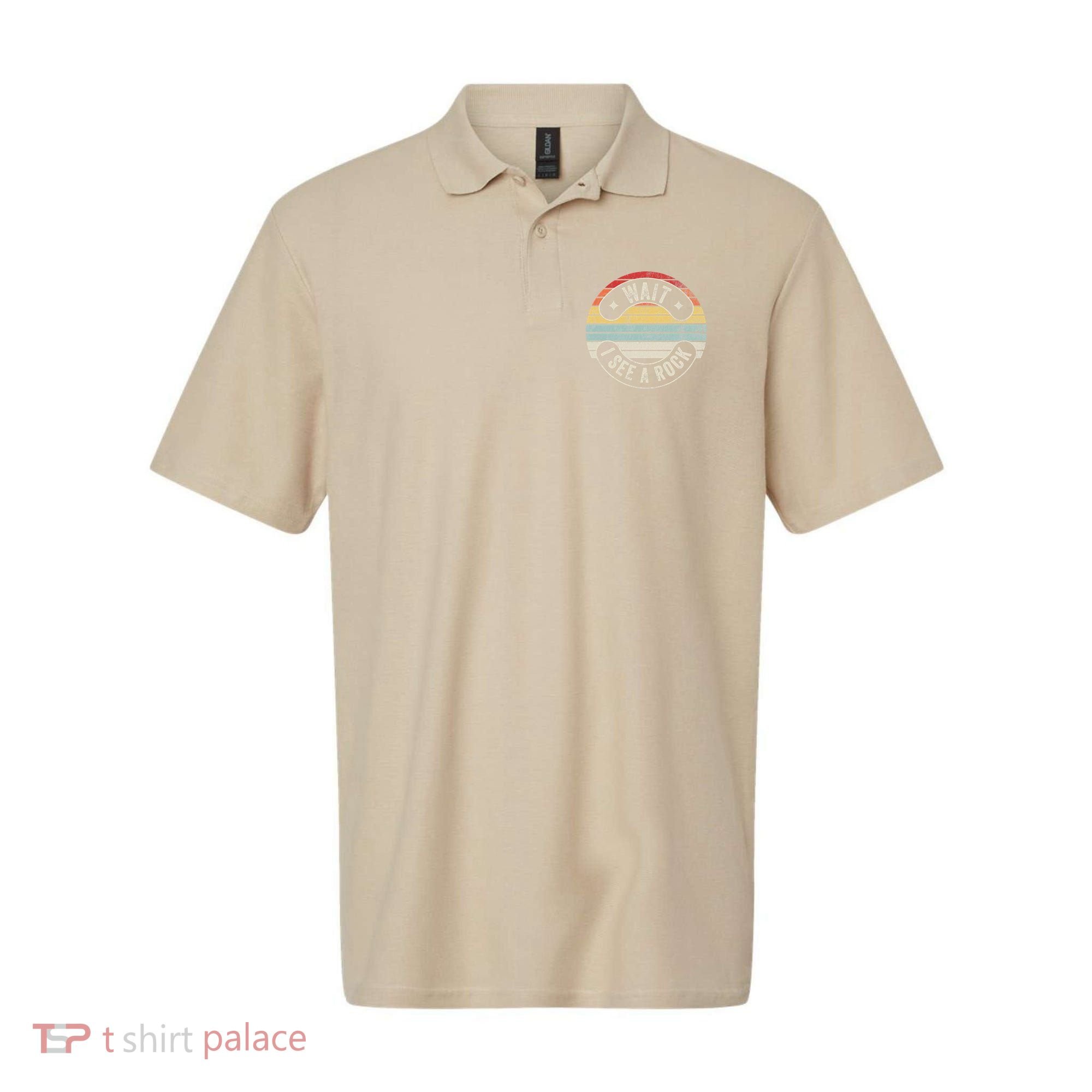 Wait I See A Rock Retro Sunset Style Geological Polo