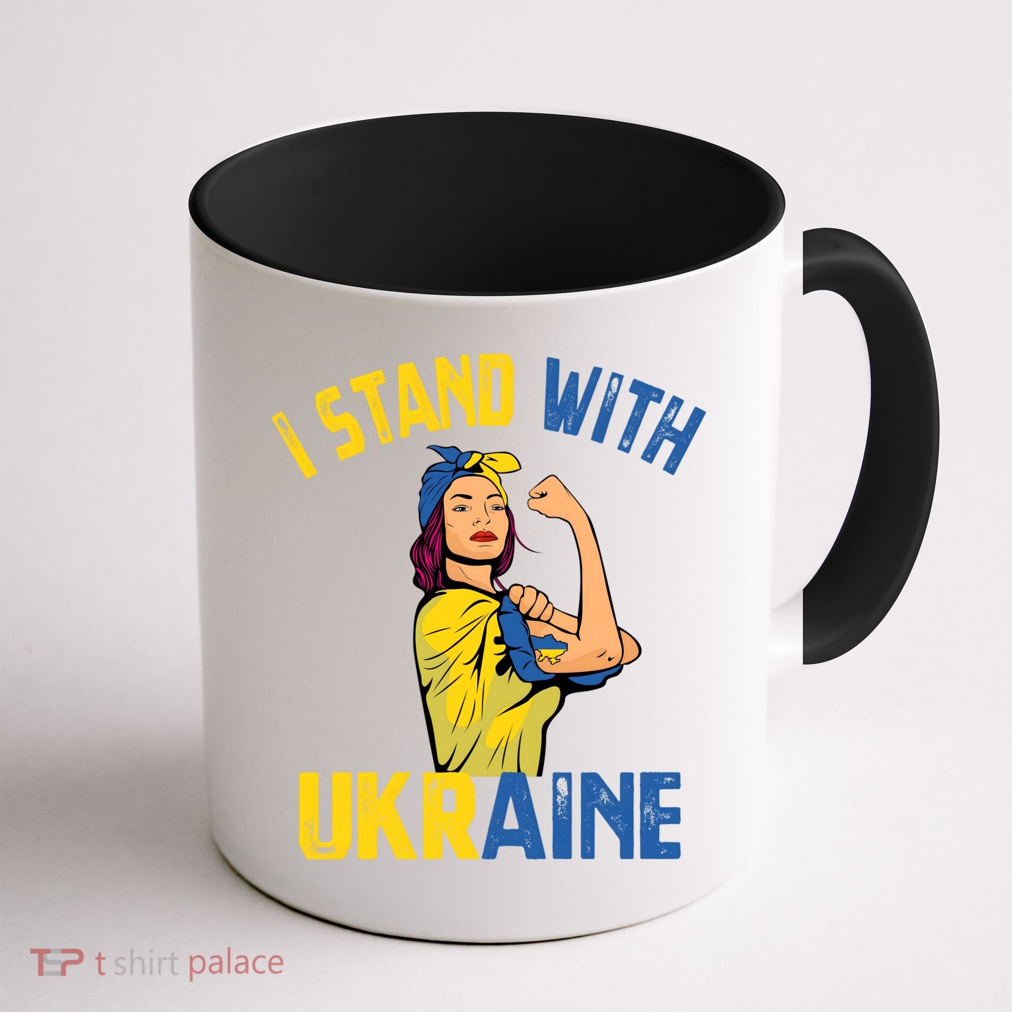 Wo I Stand With Ukrain Support Ukraine Flag Cute Gift Coffee Mug