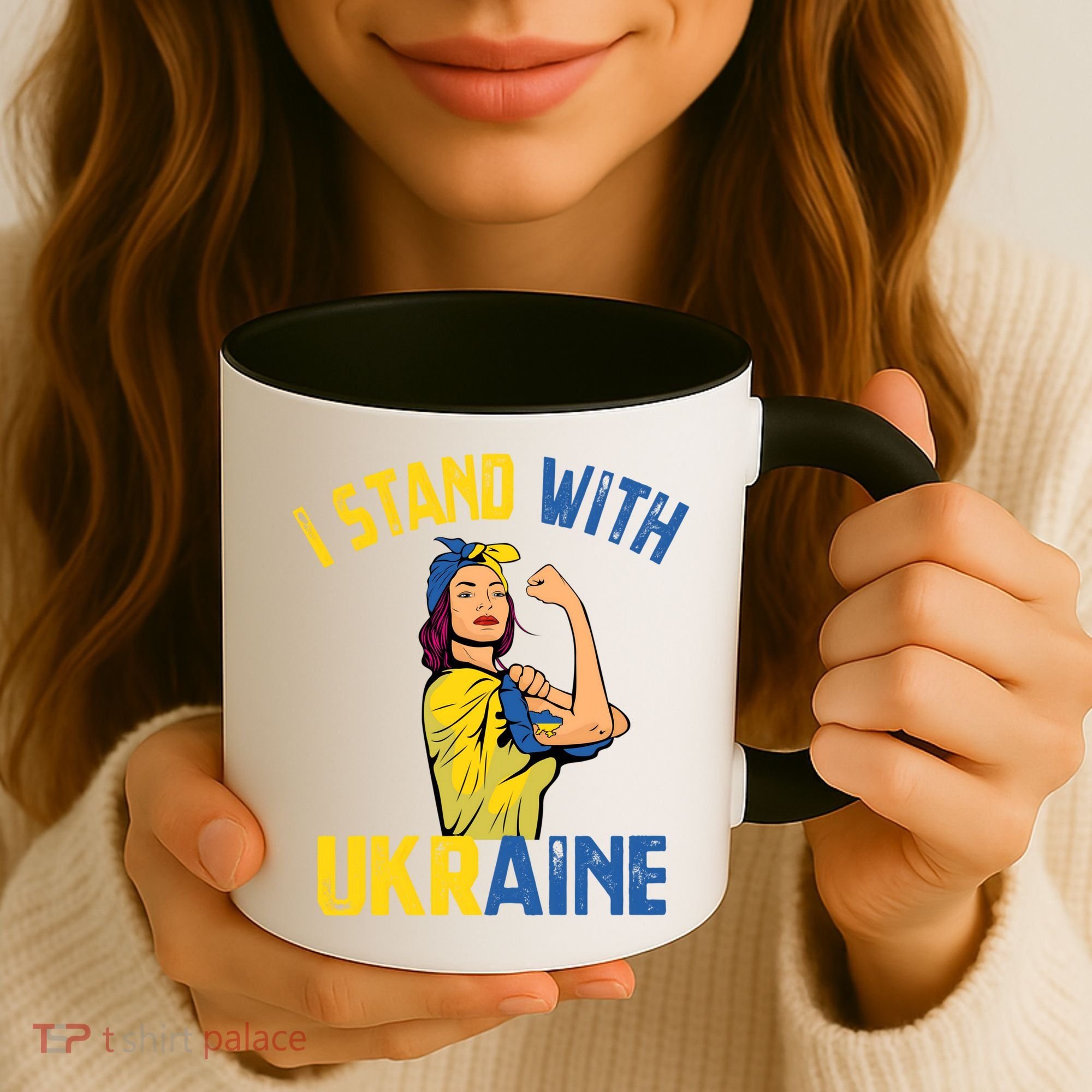 Wo I Stand With Ukrain Support Ukraine Flag Cute Gift Coffee Mug