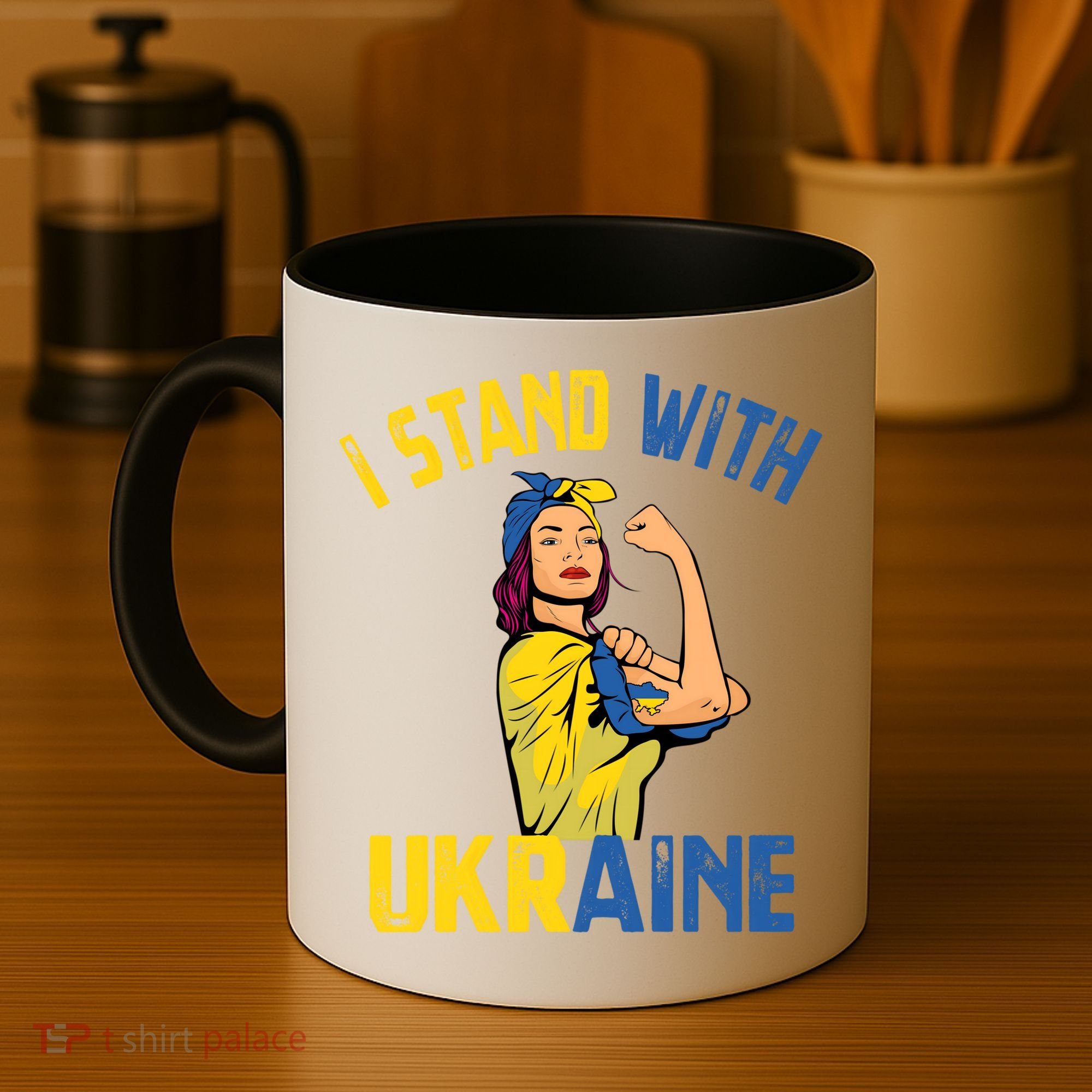 Wo I Stand With Ukrain Support Ukraine Flag Cute Gift Coffee Mug