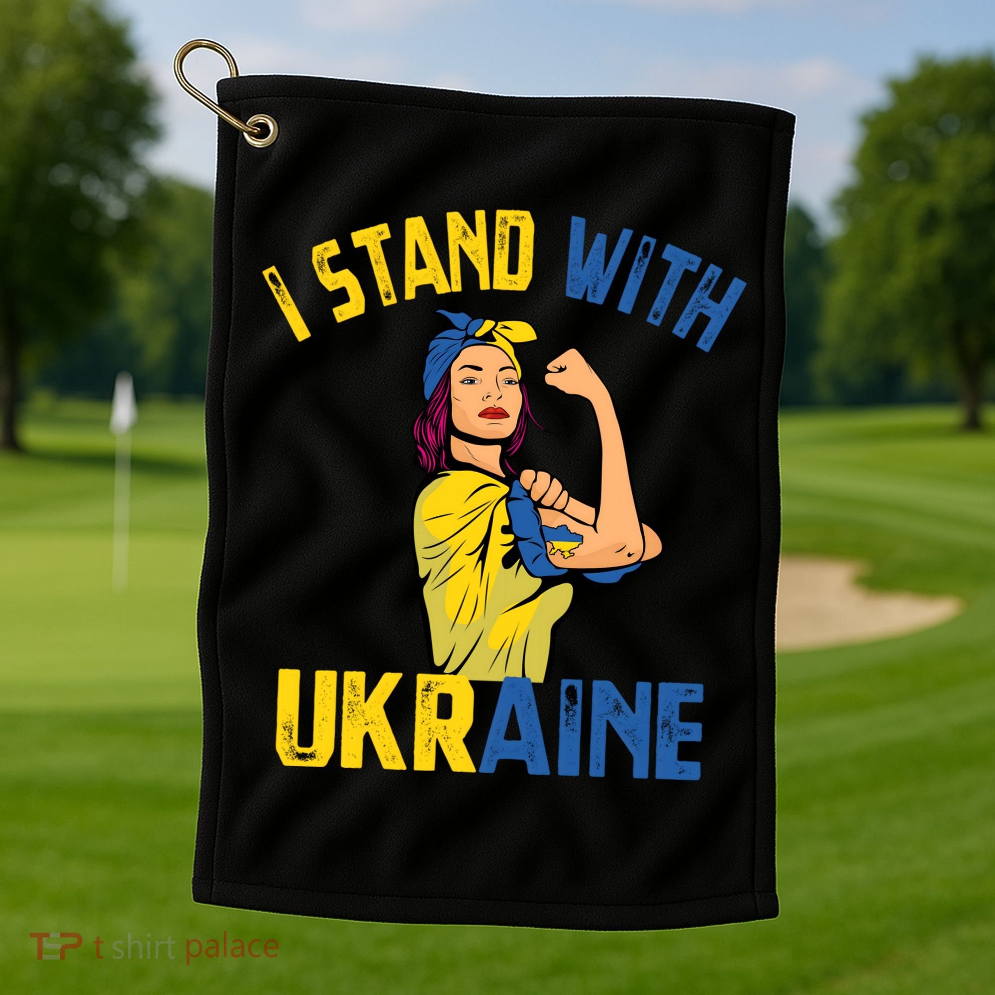 Wo I Stand With Ukrain Support Ukraine Flag Cute Gift Golf Towel