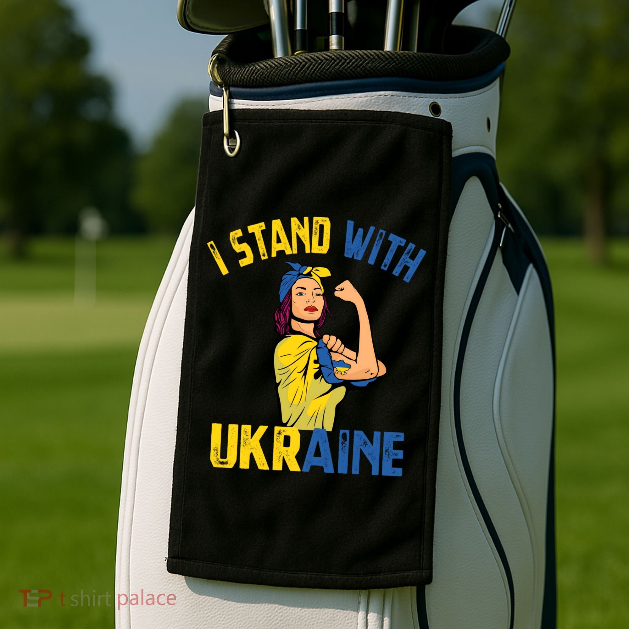 Wo I Stand With Ukrain Support Ukraine Flag Cute Gift Golf Towel