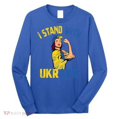 Wo I Stand With Ukrain Support Ukraine Flag Cute Gift Long Sleeve Shirt