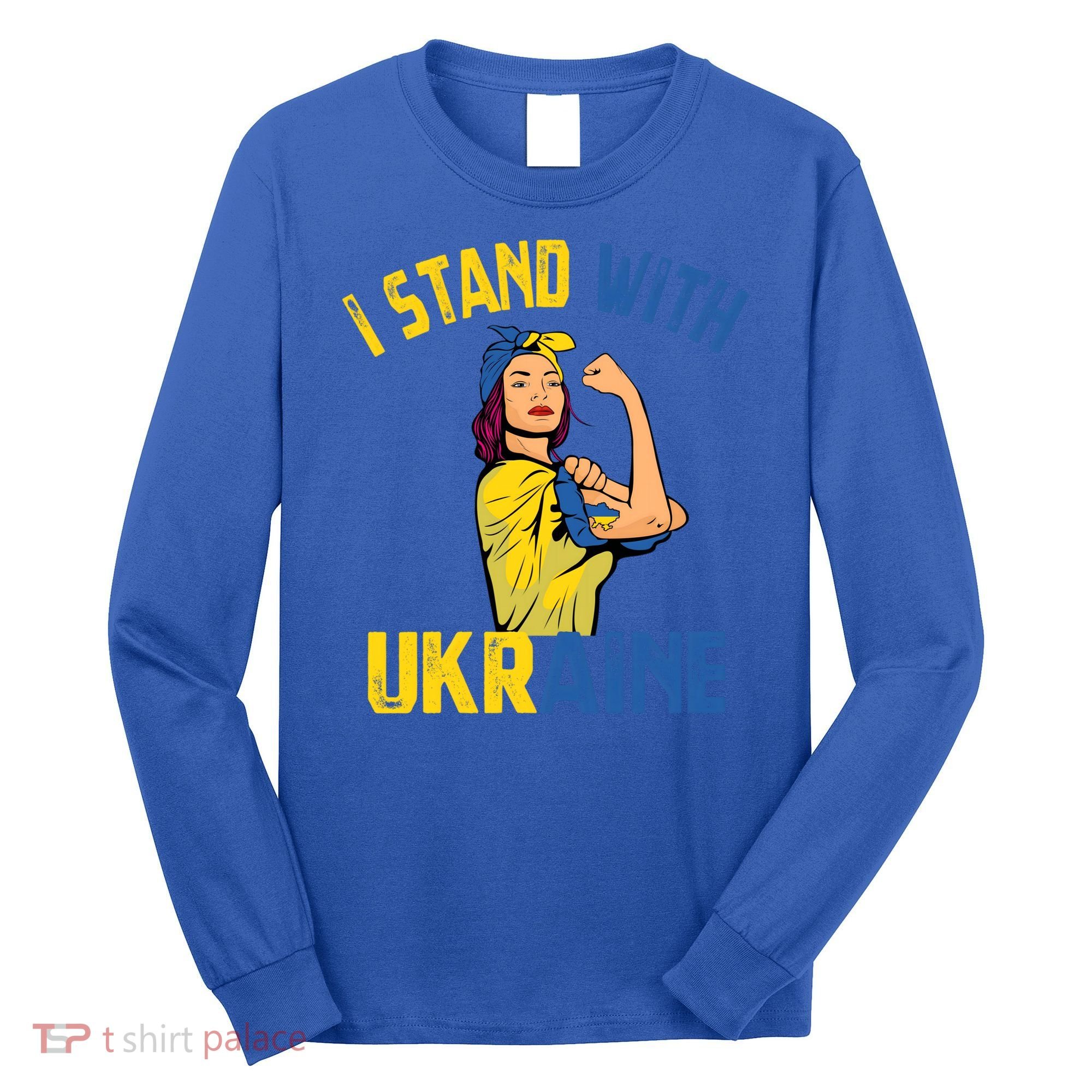 Wo I Stand With Ukrain Support Ukraine Flag Cute Gift Long Sleeve Shirt