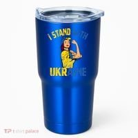 Wo I Stand With Ukrain Support Ukraine Flag Cute Gift Tumbler thumb 0
