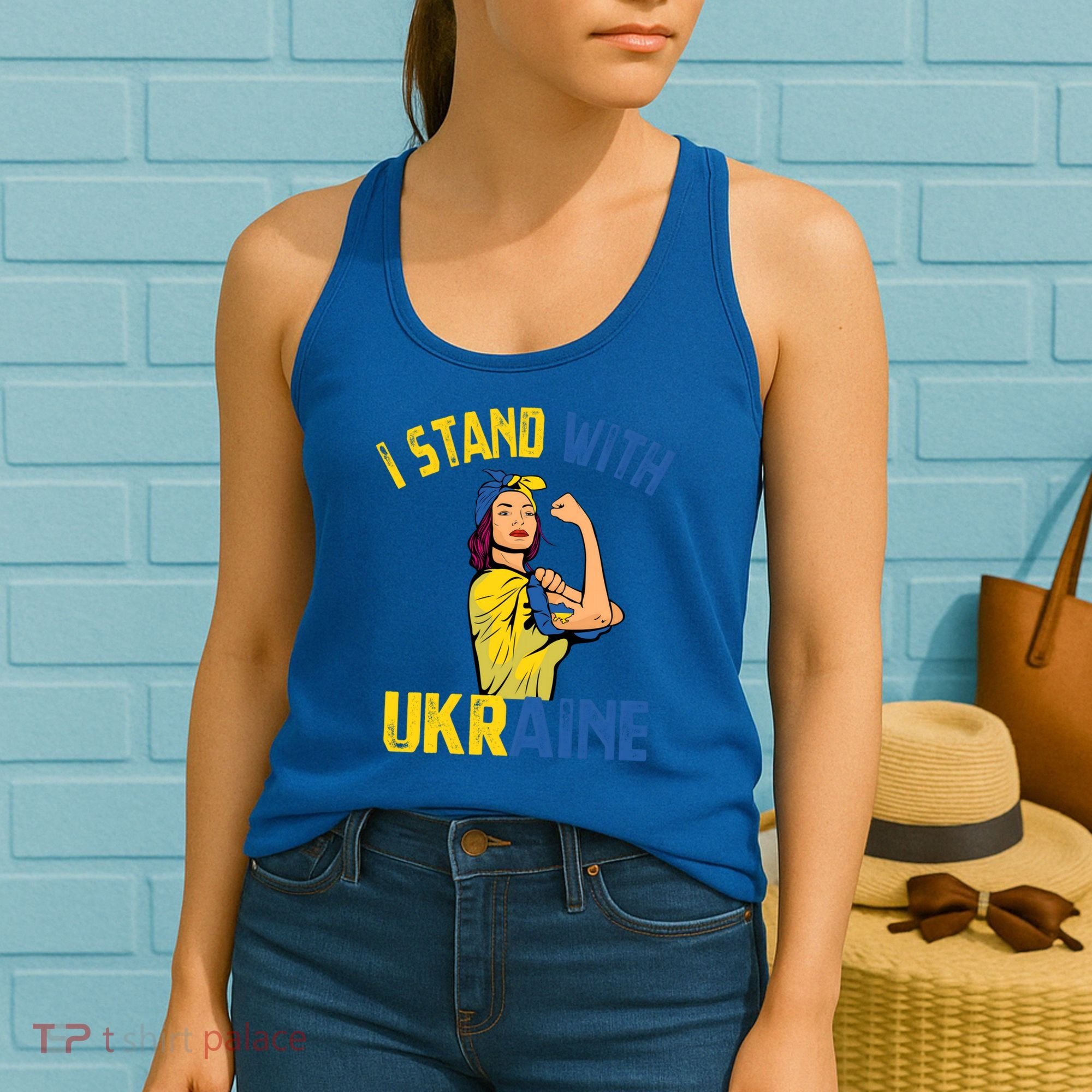 Wo I Stand With Ukrain Support Ukraine Flag Cute Gift Women's Tank Top