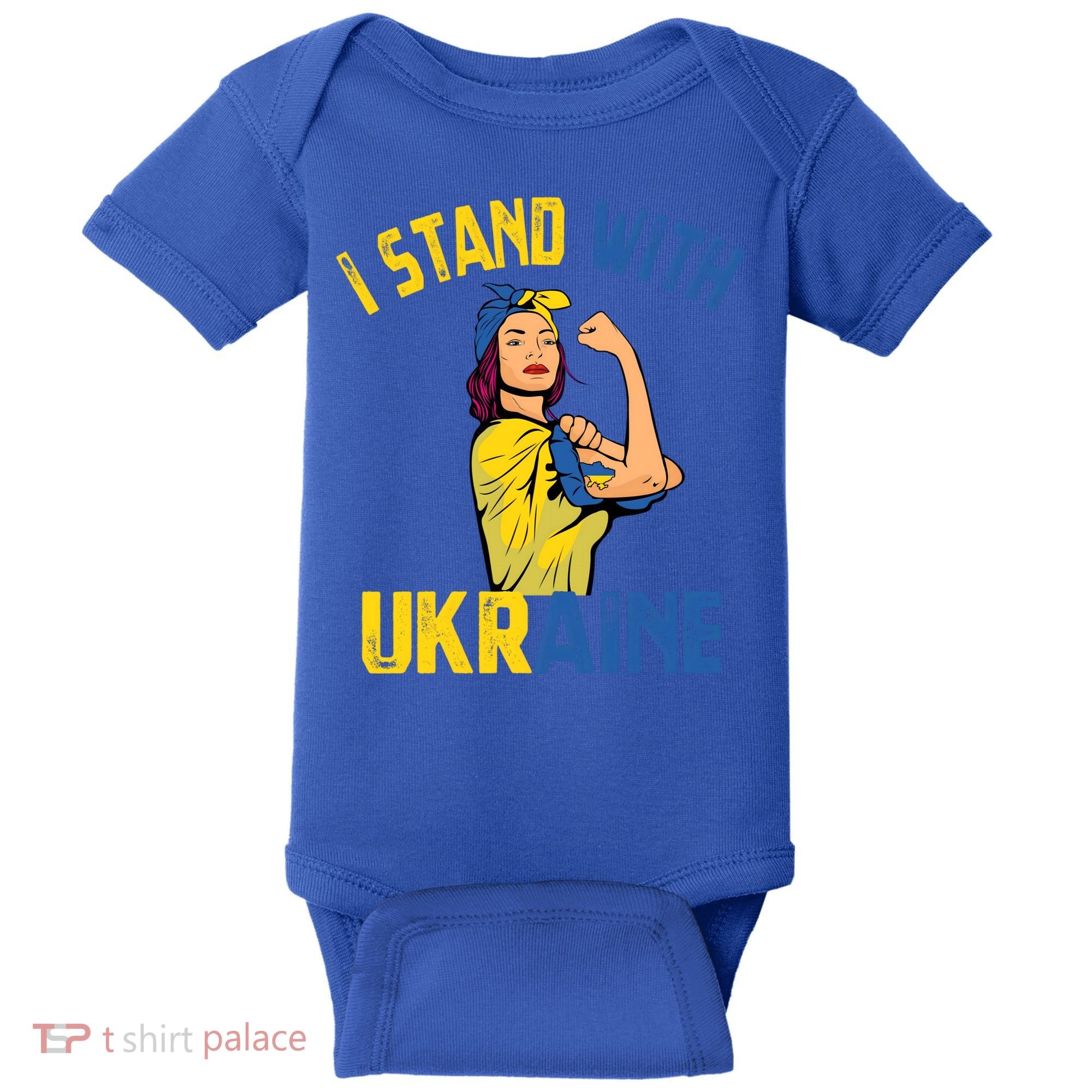 Wo I Stand With Ukrain Support Ukraine Flag Cute Gift Baby Bodysuit