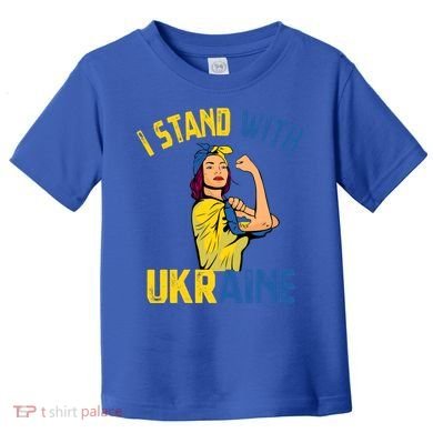 Wo I Stand With Ukrain Support Ukraine Flag Cute Gift Toddler T-Shirt