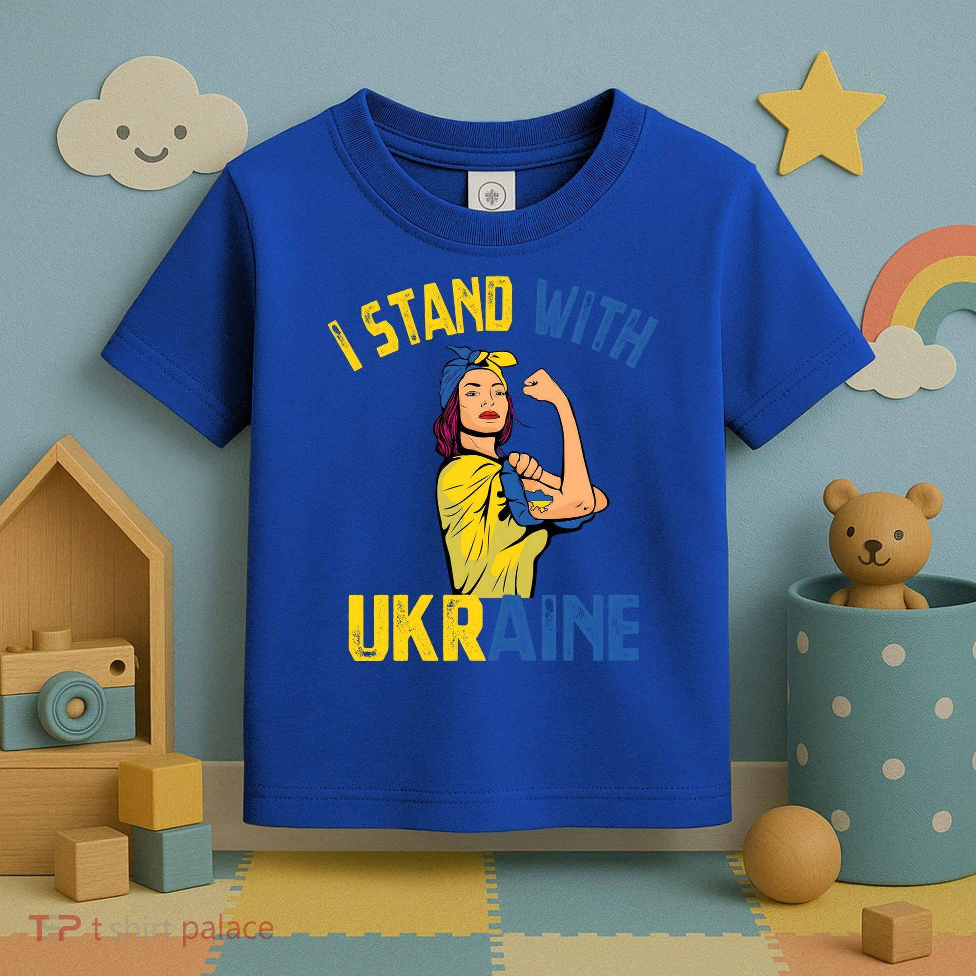 Wo I Stand With Ukrain Support Ukraine Flag Cute Gift Toddler T-Shirt