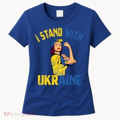 Wo I Stand With Ukrain Support Ukraine Flag Cute Gift Women's T-Shirt