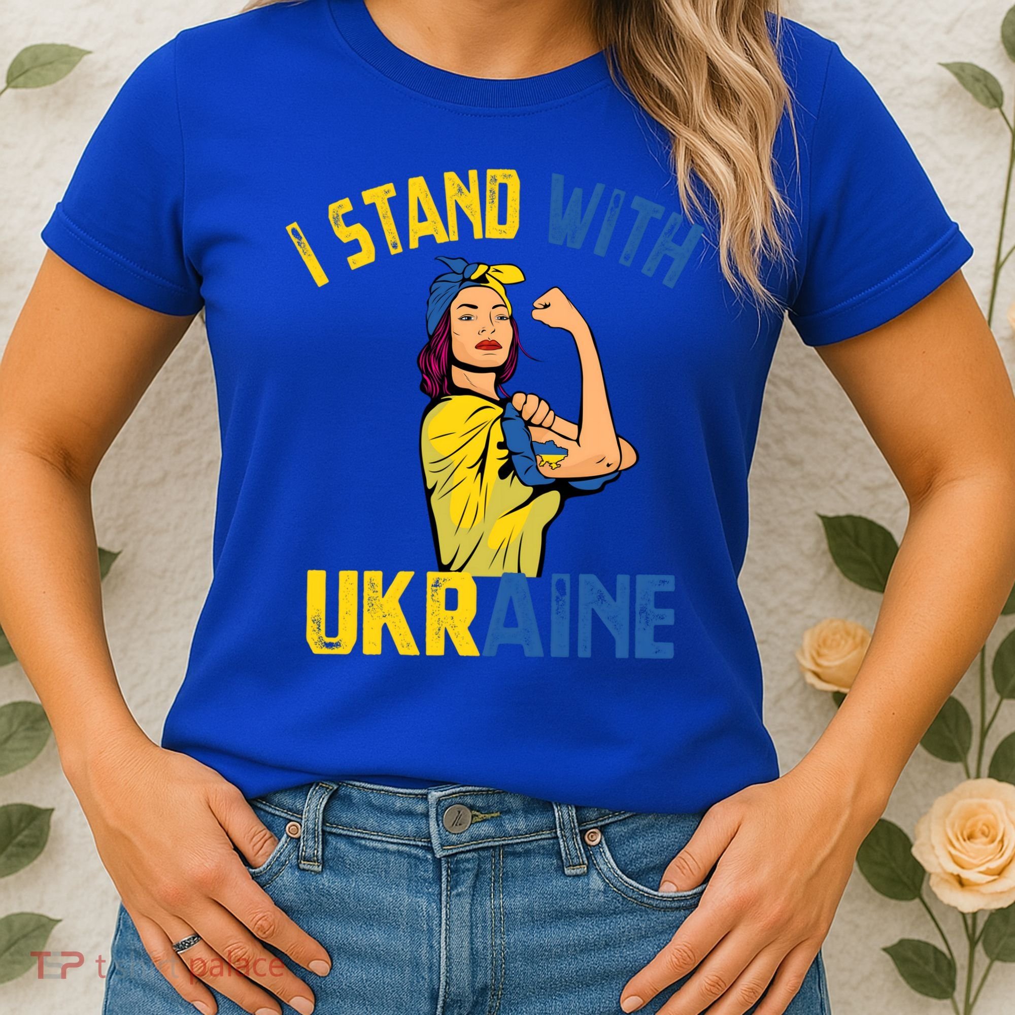 Wo I Stand With Ukrain Support Ukraine Flag Cute Gift Women's T-Shirt