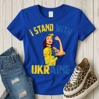 Wo I Stand With Ukrain Support Ukraine Flag Cute Gift Women's T-Shirt thumb 3