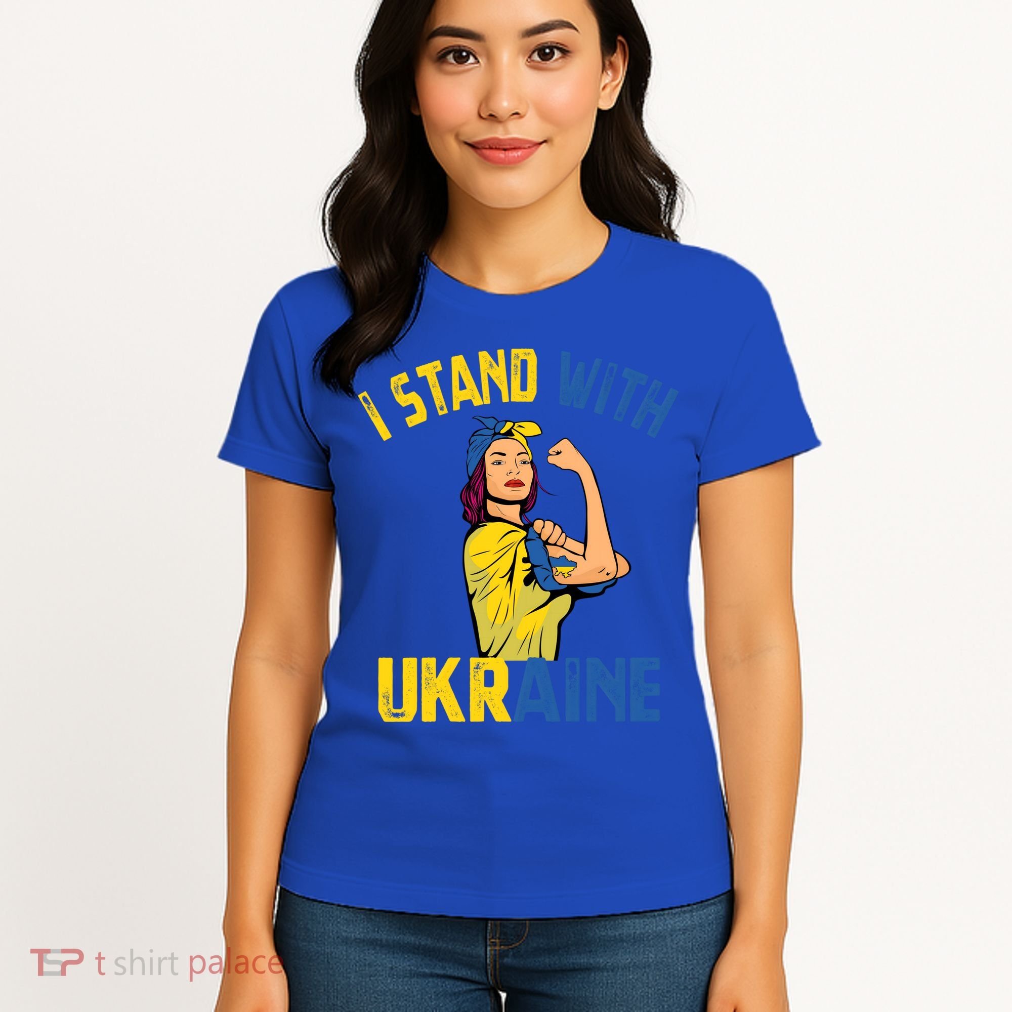 Wo I Stand With Ukrain Support Ukraine Flag Cute Gift Women's T-Shirt