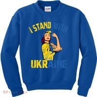 Wo I Stand With Ukrain Support Ukraine Flag Cute Gift Kids Sweatshirt thumb 0