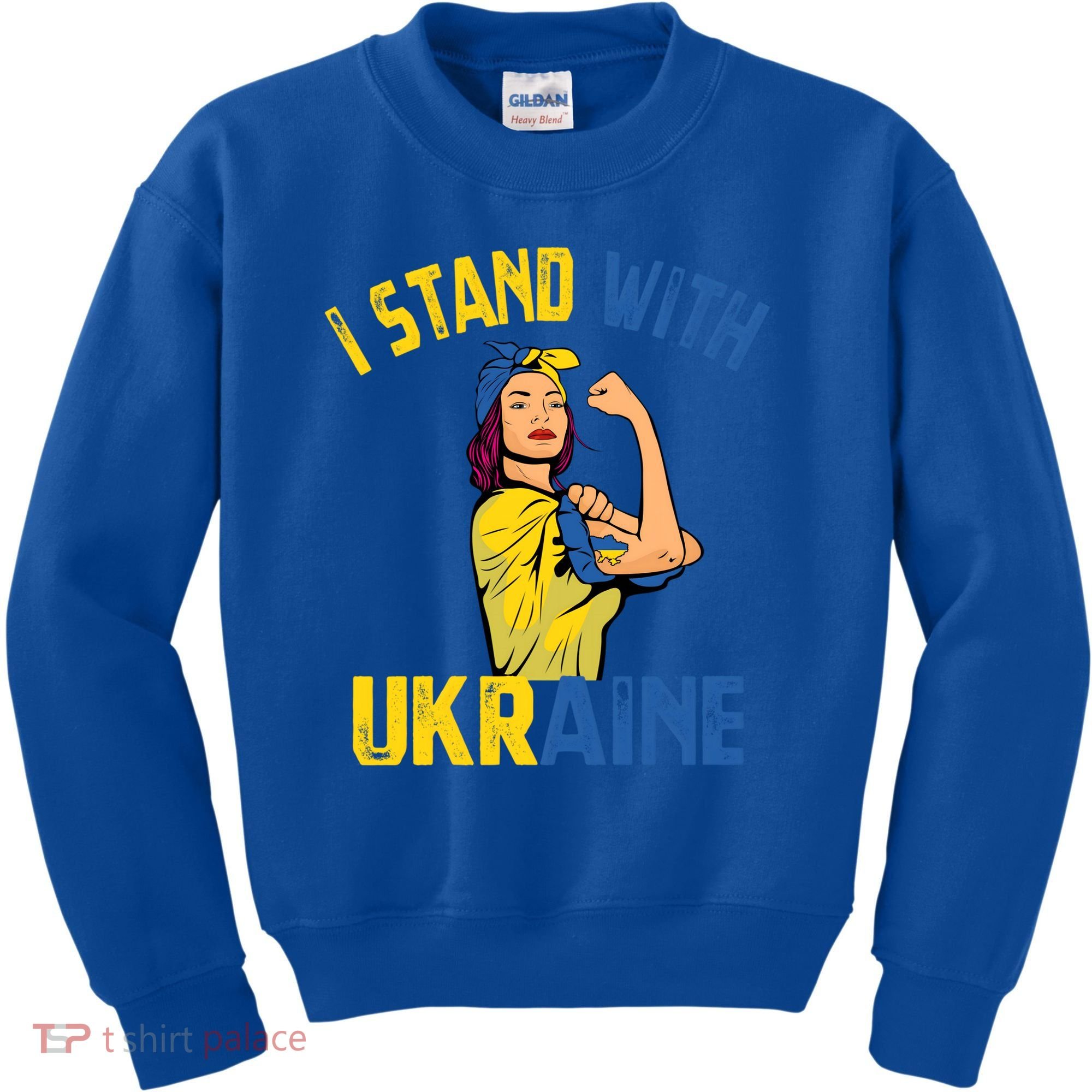 Wo I Stand With Ukrain Support Ukraine Flag Cute Gift Kids Sweatshirt